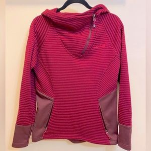 🏔️VIBRANT🏔️Avalanche magenta striped women’s 1/4 zip sweater hoodie EUC SZ Med